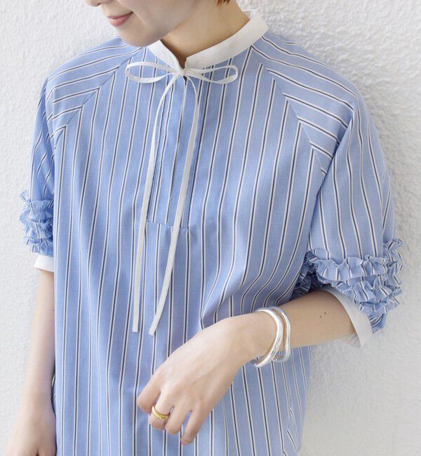 SHIPS for women「【WEB限定】〈手洗い可能〉袖 フリル デザイン ブラウス」|シャツ・ブラウス|