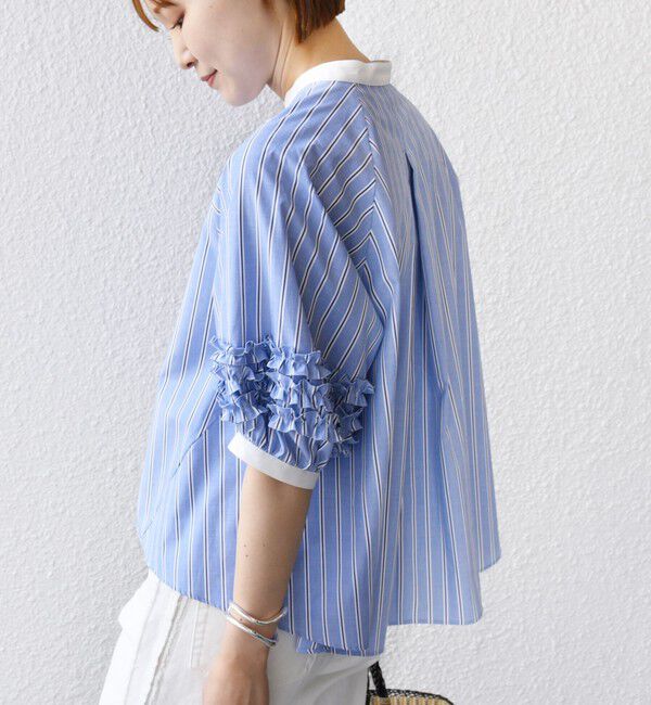 SHIPS for women「【WEB限定】〈手洗い可能〉袖 フリル デザイン ブラウス」|シャツ・ブラウス|