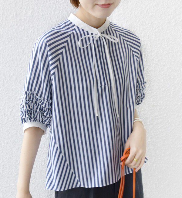 SHIPS for women「【WEB限定】〈手洗い可能〉袖 フリル デザイン ブラウス」|シャツ・ブラウス|