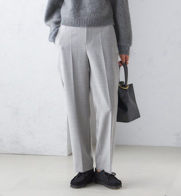 SHIPS for women「〈手洗い可能〉ストレート センタープレス トラウザーズ」|その他|ライトグレー