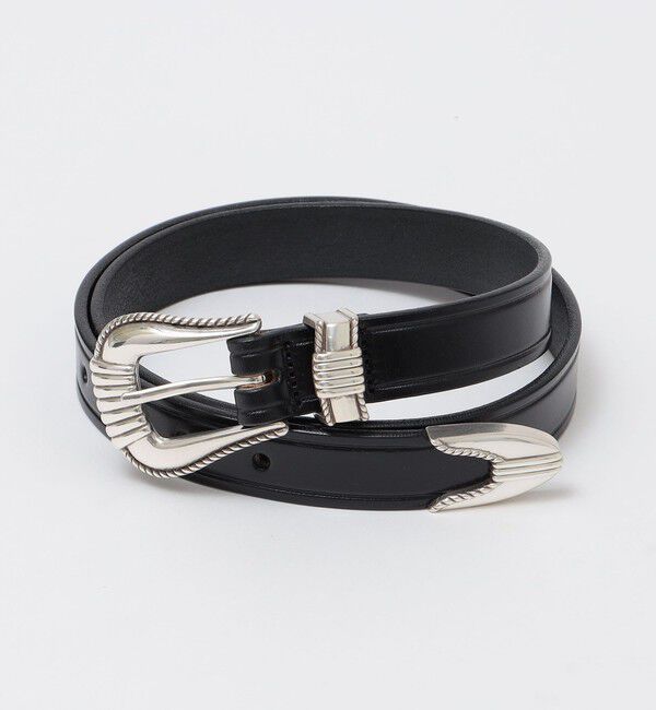 SHIPS「TORY LEATHER: 3PIECE SILVER BUCKLE」|ベルト|ブラック