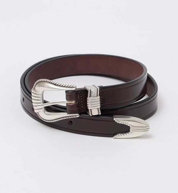SHIPS「TORY LEATHER: 3PIECE SILVER BUCKLE」|ベルト|ブラウン