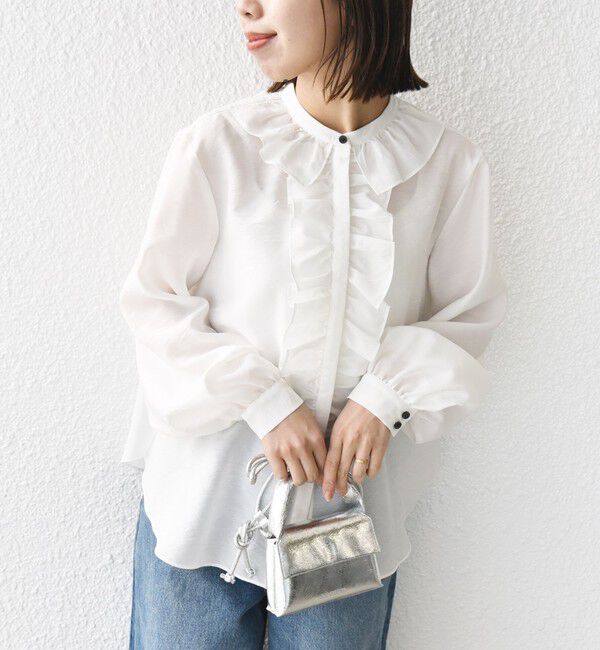 SHIPS for women「〈手洗い可能〉エアリー フロント フリル デザイン ブラウス」|シャツ・ブラウス|