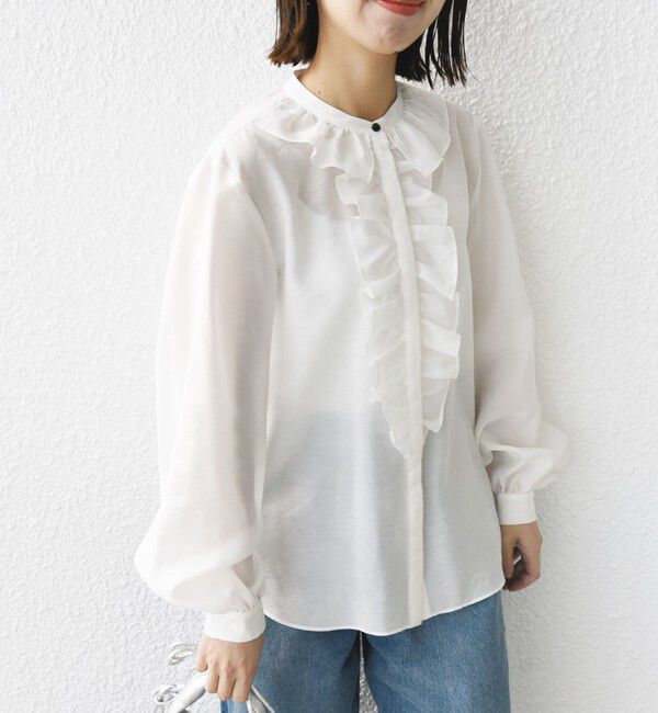 SHIPS for women「〈手洗い可能〉エアリー フロント フリル デザイン ブラウス」|シャツ・ブラウス|