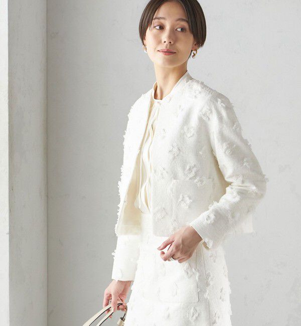 SHIPS for women「IFANSI ノーカラー ジャケット（セレモニー対応可）」|ノーカラージャケット|オフホワイト