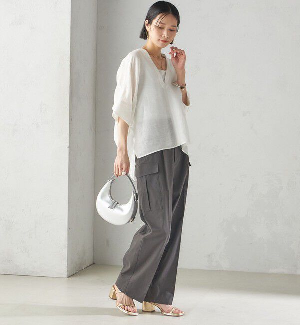 SHIPS for women「〈洗濯機可能〉ポリエステル 麻 カーゴ パンツ」|その他|