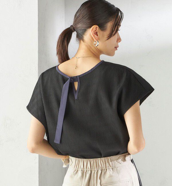 SHIPS for women「〈手洗い可能〉ウェーブ プリーツ 前後 2WAY ブラウス」|シャツ・ブラウス|ブラック