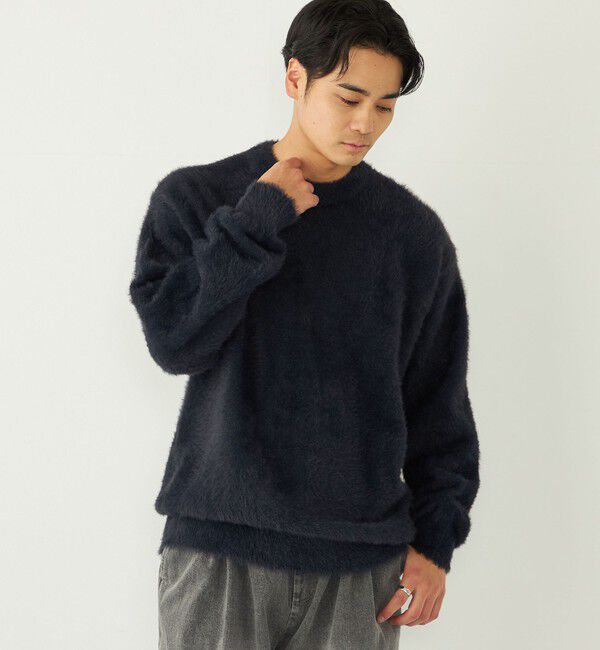 SHIPS Colors 「SHIPS Colors:〈手洗い可能〉シャギー クルーネック ニット」|ニット・セーター|ネイビー