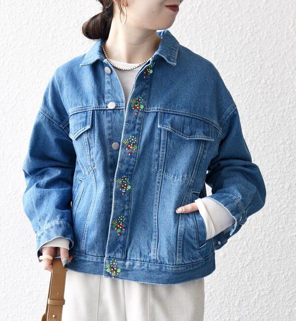 SHIPS any「bon_meur:〈洗濯機可能〉ビジュー ルーズ デニム ジャケット」|デニムジャケット|ブルー