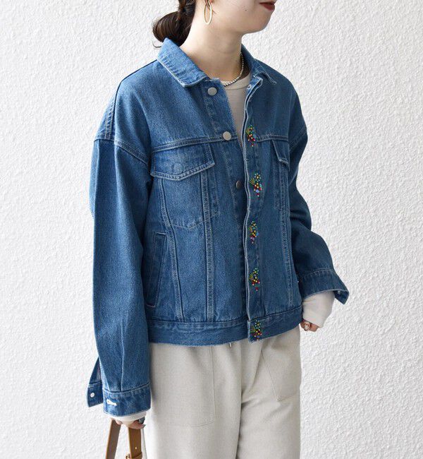 SHIPS any「bon_meur:〈洗濯機可能〉ビジュー ルーズ デニム ジャケット」|デニムジャケット|
