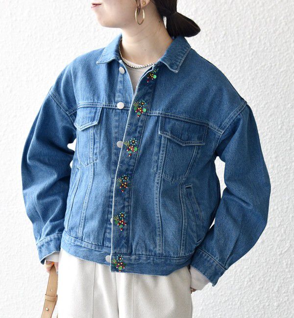 SHIPS any「bon_meur:〈洗濯機可能〉ビジュー ルーズ デニム ジャケット」|デニムジャケット|