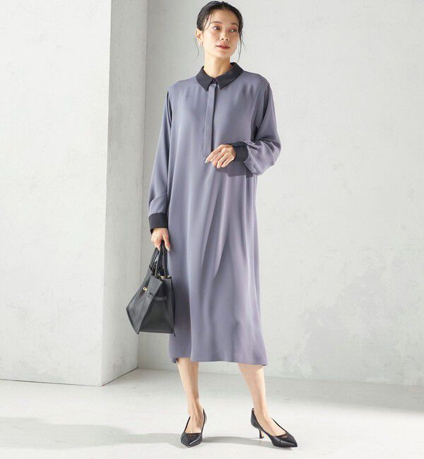 SHIPS for women「〈洗濯機可能〉ライト ダブルクロス バックフリル Aライン ワンピース（セレモニー対応可）」|ワンピース|