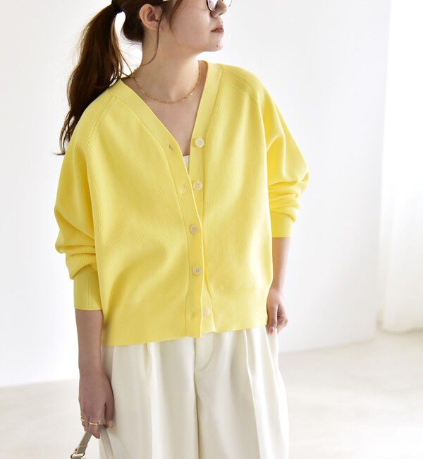 quaranciel「quaranciel:〈手洗い可能〉アゼ Vネック コンパクト ニット カーディガン」|カーディガン|