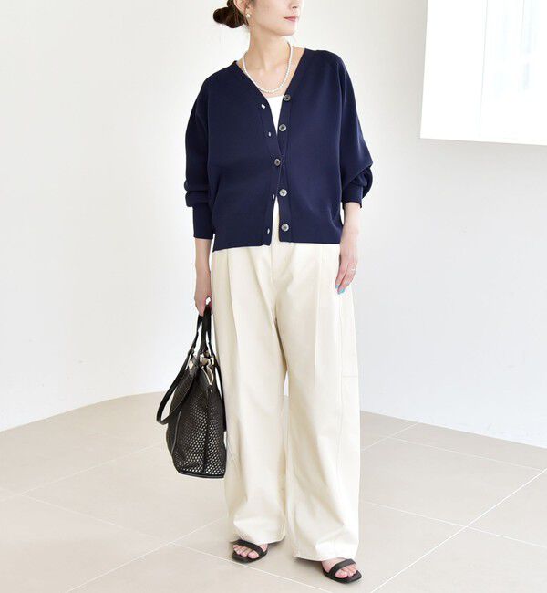 quaranciel「quaranciel:〈手洗い可能〉アゼ Vネック コンパクト ニット カーディガン」|カーディガン|