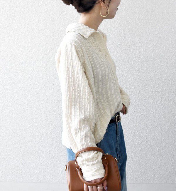 SHIPS any「SHIPS any:〈洗濯機可能〉ウェーブ ジャカード ドロスト シャツ」|シャツ・ブラウス|