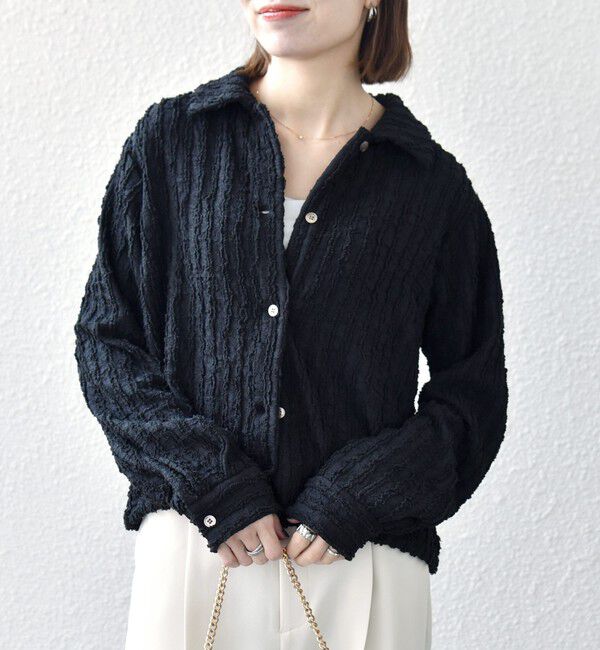 SHIPS any「SHIPS any:〈洗濯機可能〉ウェーブ ジャカード ドロスト シャツ」|シャツ・ブラウス|