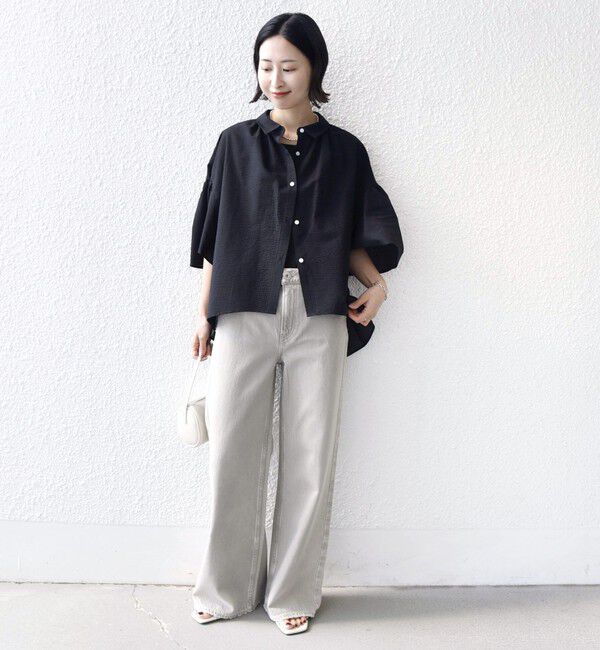 SHIPS for women「【WEB限定】〈手洗い可能〉サッカー ギャザー シャツ 羽織」|シャツ・ブラウス|