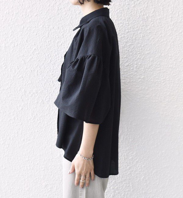 SHIPS for women「【WEB限定】〈手洗い可能〉サッカー ギャザー シャツ 羽織」|シャツ・ブラウス|