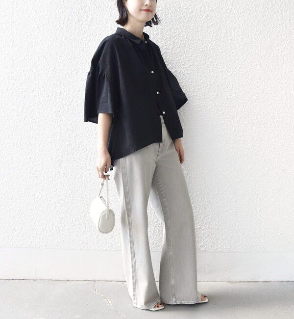 SHIPS for women「【WEB限定】〈手洗い可能〉サッカー ギャザー シャツ 羽織」|シャツ・ブラウス|