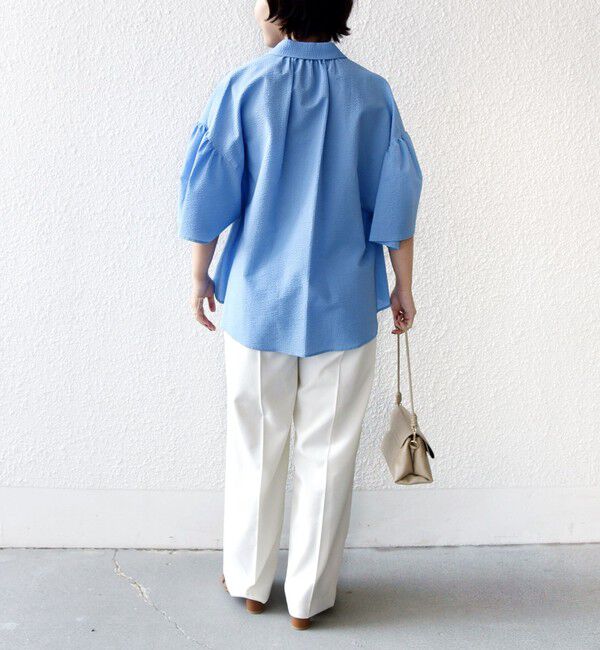 SHIPS for women「【WEB限定】〈手洗い可能〉サッカー ギャザー シャツ 羽織」|シャツ・ブラウス|