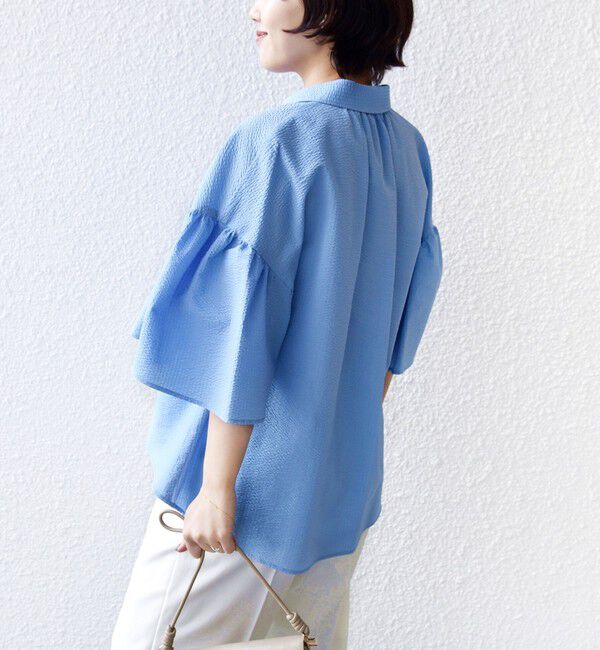 SHIPS for women「【WEB限定】〈手洗い可能〉サッカー ギャザー シャツ 羽織」|シャツ・ブラウス|