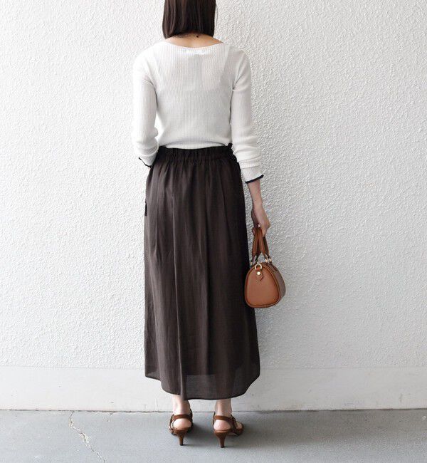 SHIPS any「SHIPS any:〈洗濯機可能〉リネン ミックス シアー ギャザー リボン スカート」|スカート|