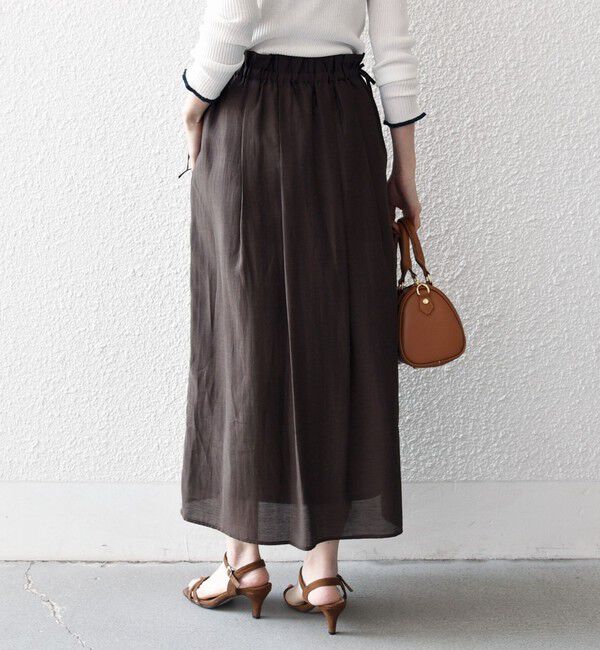 SHIPS any「SHIPS any:〈洗濯機可能〉リネン ミックス シアー ギャザー リボン スカート」|スカート|