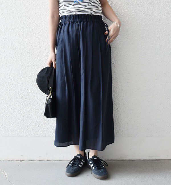 SHIPS any「SHIPS any:〈洗濯機可能〉リネン ミックス シアー ギャザー リボン スカート」|スカート|