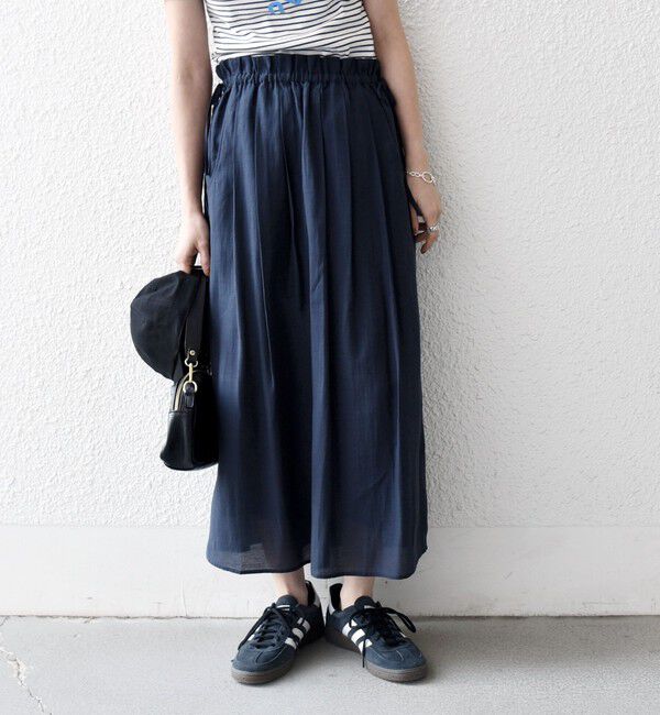 SHIPS any「SHIPS any:〈洗濯機可能〉リネン ミックス シアー ギャザー リボン スカート」|スカート|