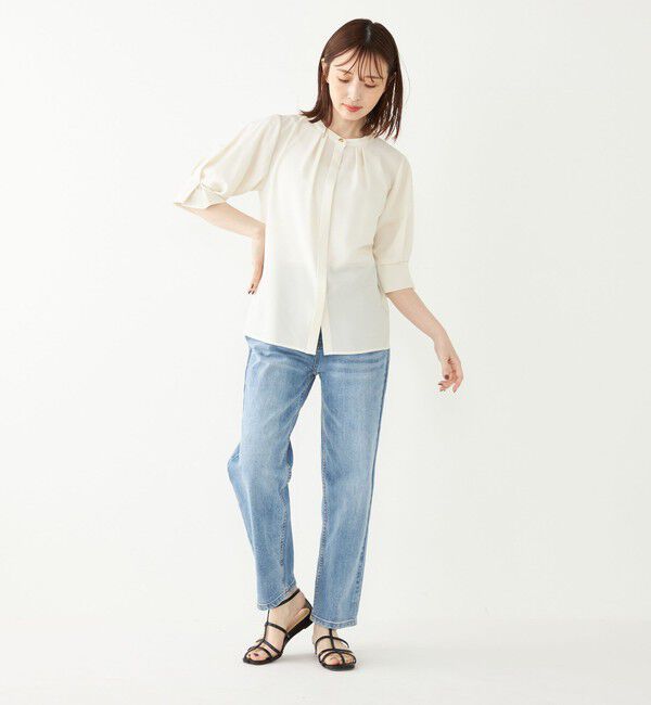 SHIPS Colors 「《予約》SHIPS Colors:〈洗濯機可能〉ジョーゼット タック スリーブ ブラウス◆」|シャツ・ブラウス|