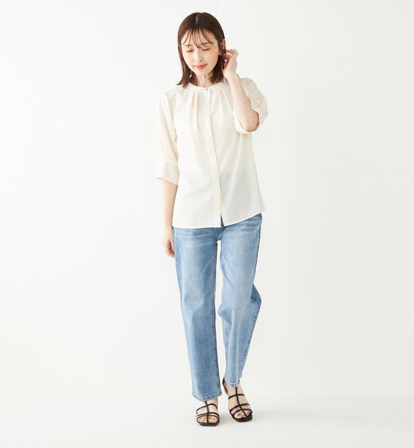 SHIPS Colors 「《予約》SHIPS Colors:〈洗濯機可能〉ジョーゼット タック スリーブ ブラウス◆」|シャツ・ブラウス|