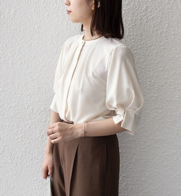 SHIPS Colors 「《予約》SHIPS Colors:〈洗濯機可能〉ジョーゼット タック スリーブ ブラウス◆」|シャツ・ブラウス|