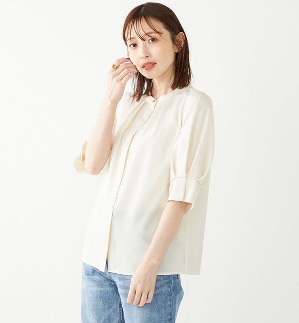 SHIPS Colors 「《予約》SHIPS Colors:〈洗濯機可能〉ジョーゼット タック スリーブ ブラウス◆」|シャツ・ブラウス|
