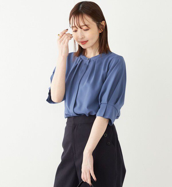 SHIPS Colors 「《予約》SHIPS Colors:〈洗濯機可能〉ジョーゼット タック スリーブ ブラウス◆」|シャツ・ブラウス|
