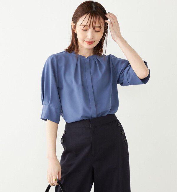 SHIPS Colors 「《予約》SHIPS Colors:〈洗濯機可能〉ジョーゼット タック スリーブ ブラウス◆」|シャツ・ブラウス|