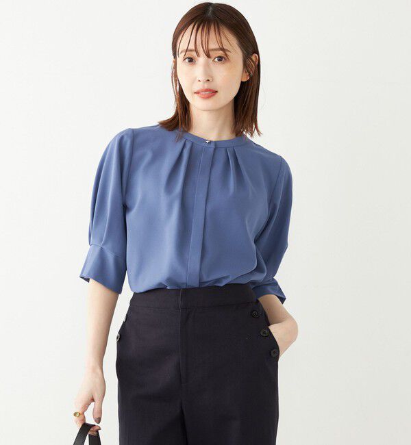 SHIPS Colors 「《予約》SHIPS Colors:〈洗濯機可能〉ジョーゼット タック スリーブ ブラウス◆」|シャツ・ブラウス|
