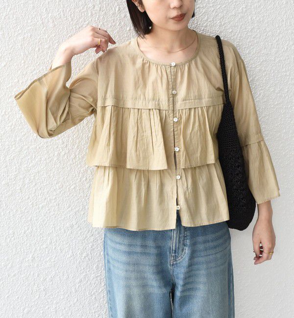 SHIPS Colors 「SHIPS Colors:〈手洗い可能〉コットン キュプラ ティアード 羽織り シャツ」|シャツ・ブラウス|