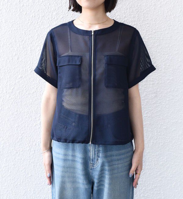 SHIPS Colors 「《予約》SHIPS Colors:〈手洗い可能〉メッシュ 5分袖 ジップ ハオリ◆」|ブルゾン・スタジャン|