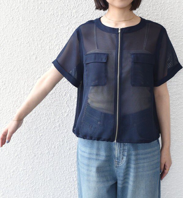 SHIPS Colors 「《予約》SHIPS Colors:〈手洗い可能〉メッシュ 5分袖 ジップ ハオリ◆」|ブルゾン・スタジャン|