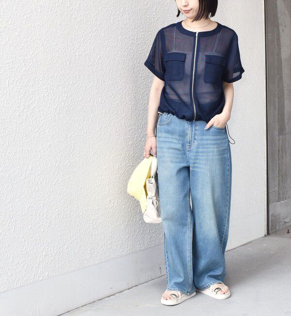 SHIPS Colors 「《予約》SHIPS Colors:〈手洗い可能〉メッシュ 5分袖 ジップ ハオリ◆」|ブルゾン・スタジャン|