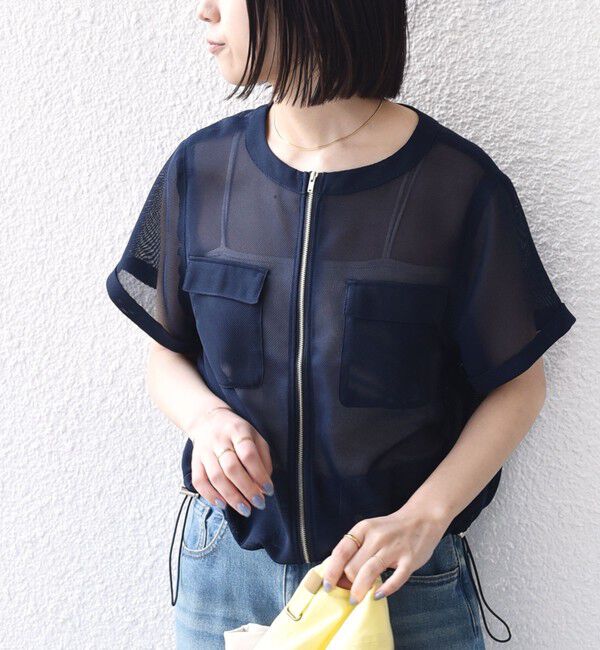 SHIPS Colors 「《予約》SHIPS Colors:〈手洗い可能〉メッシュ 5分袖 ジップ ハオリ◆」|ブルゾン・スタジャン|