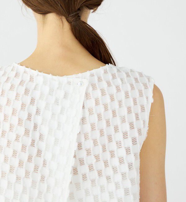 Ballsey「グリッドカットジャカード ノースリーブブラウス」|シャツ・ブラウス|