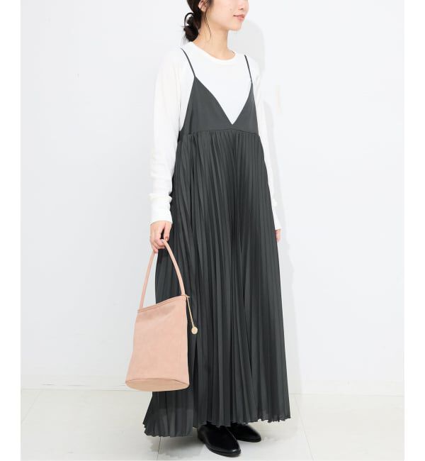 SLOBE IENA「《追加》パウダリーサテンプリーツキャミワンピース」|ワンピース|