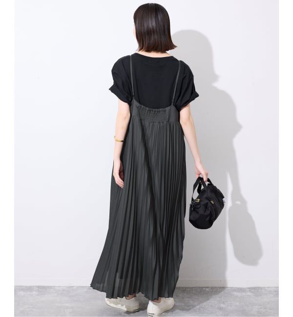 SLOBE IENA「《追加》パウダリーサテンプリーツキャミワンピース」|ワンピース|