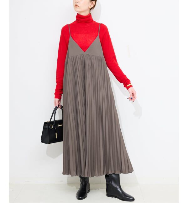 SLOBE IENA「《追加》パウダリーサテンプリーツキャミワンピース」|ワンピース|