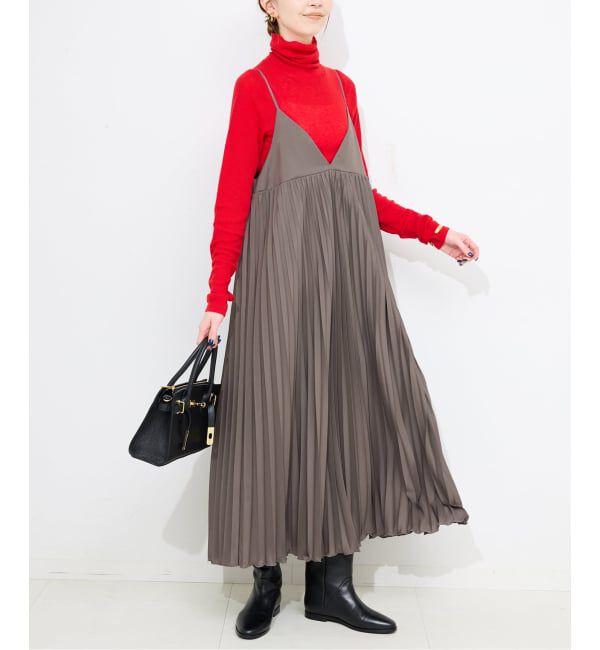 SLOBE IENA「《追加》パウダリーサテンプリーツキャミワンピース」|ワンピース|