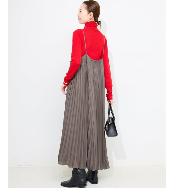 SLOBE IENA「《追加》パウダリーサテンプリーツキャミワンピース」|ワンピース|