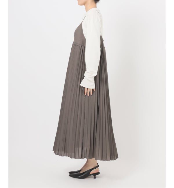 SLOBE IENA「《追加》パウダリーサテンプリーツキャミワンピース」|ワンピース|