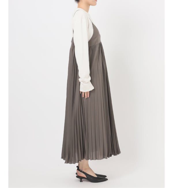 SLOBE IENA「《追加》パウダリーサテンプリーツキャミワンピース」|ワンピース|