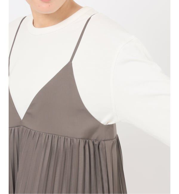 SLOBE IENA「《追加》パウダリーサテンプリーツキャミワンピース」|ワンピース|